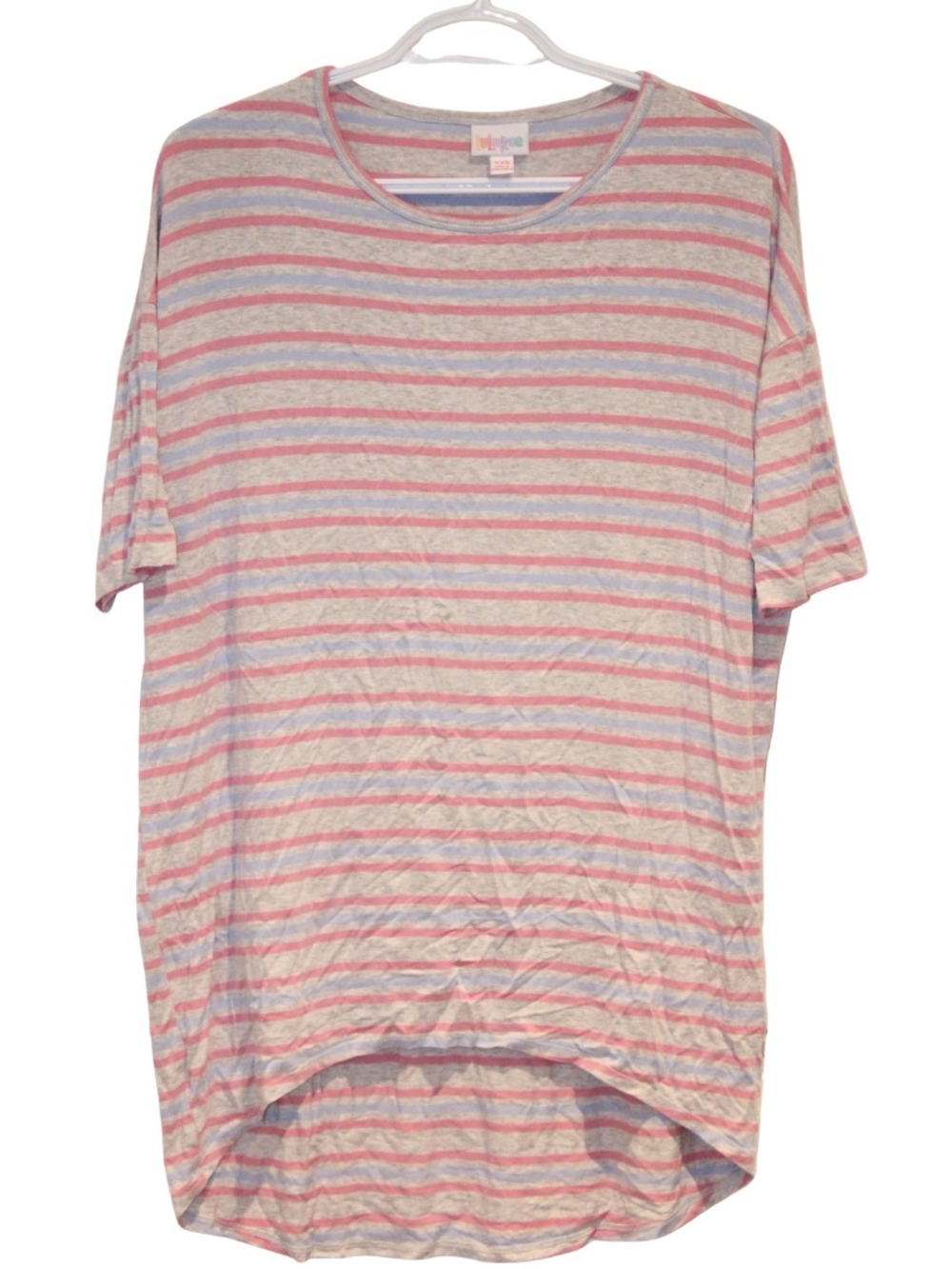 2/$25 🏷 Lularoe Grey, Pink & Purple Striped Irma Size XXS